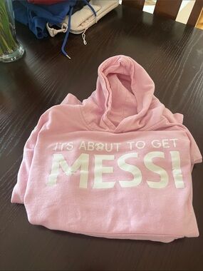 Kids Pink 'MESSI' Graphic Hoodie